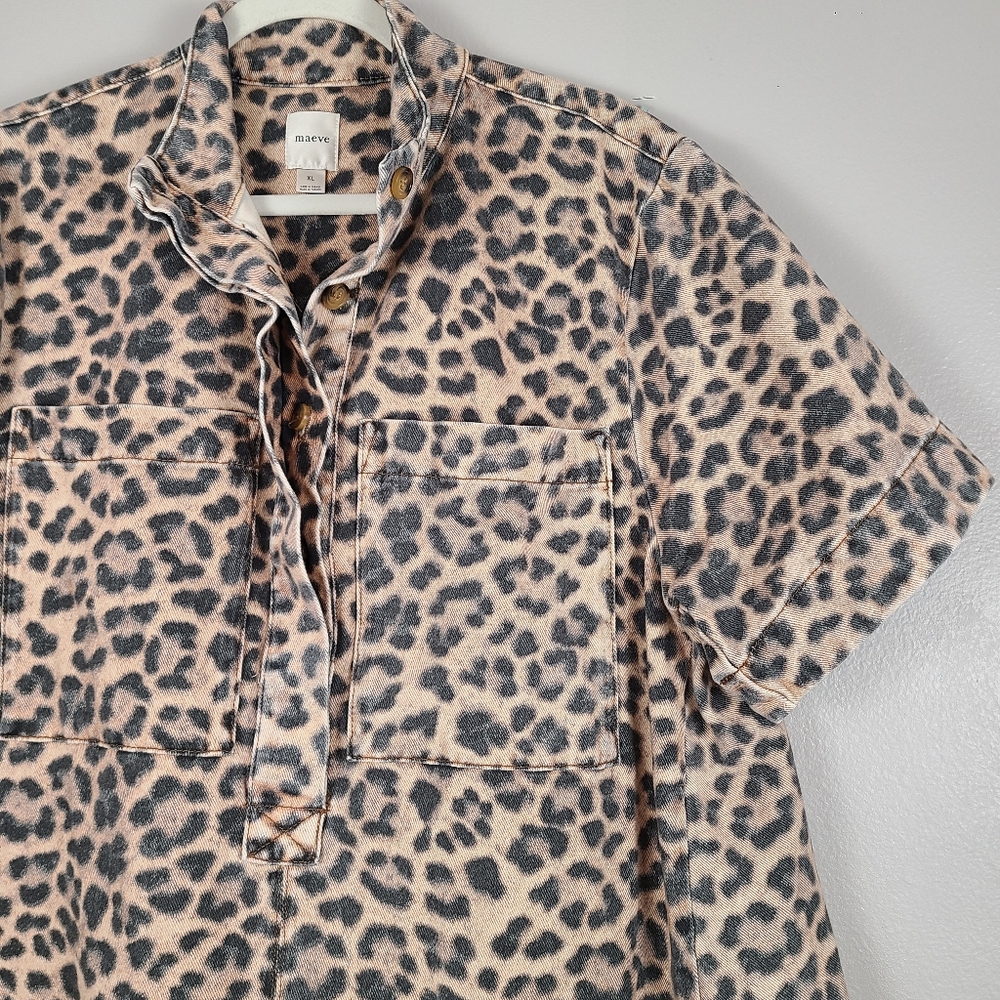 Anthropologie Leopard-Print Polo Mini Dress XL - Picture 5 of 12